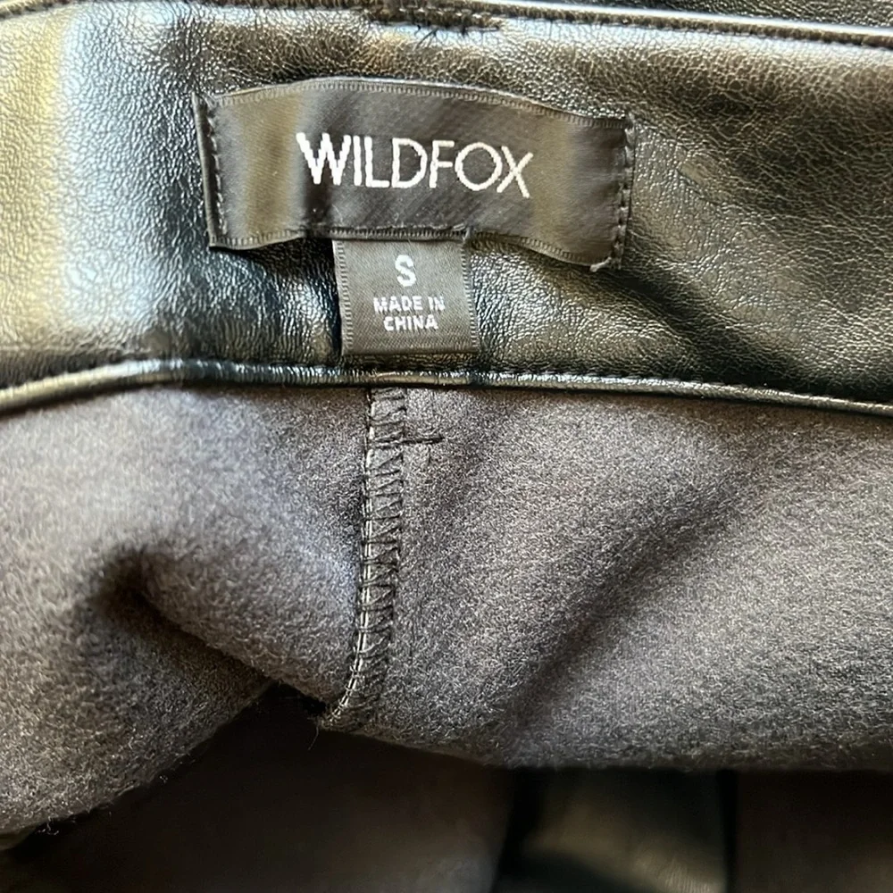 Wildfox Princess Seams Faux Leather Split Hem Pants Size S In Black Beauty
